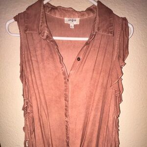 Umgee Sleeveless Ruffle Blouse - Mauve